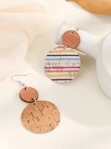 條紋圖案圓形耳墜 - 彩色 - 查看 3