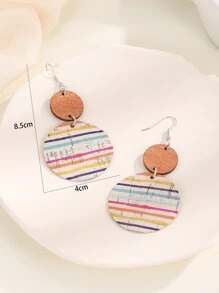 條紋圖案圓形耳墜 - 彩色 - 查看 4