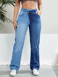 Quần jean nữ Nút Túi Dây kéo Khối Màu - Nhiều màu - Xem 6