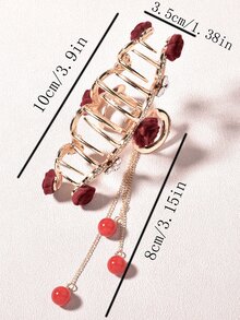 Garra de pelo con diseño de flor - Dorado - Ver 3