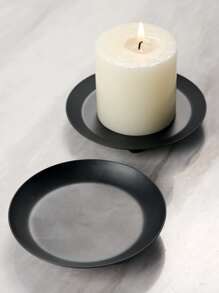 1pc Iron Candle Holder, Minimalist Solid Color Candle Holder For Home - Black - View 3