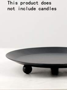 1pc Iron Candle Holder, Minimalist Solid Color Candle Holder For Home - Black - View 4