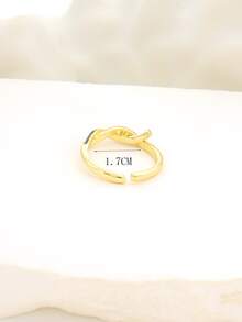 Cubic Zirconia Decor Cuff Ring - Black - View 4