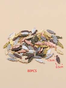 80 piezas 2023 nuevo 5*15mm 9 colores Abalorios de hojas MINI de dos caras de aleación de Zinc y Metal aptos para joyería, fabricación de colgantes de plantas, manualidades DIY
