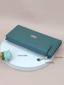 MINGYOU Ví nữ Litchi dập nổi Ví dài Ví nữ Ví dài - Màu xanh ngọc - Xem 3