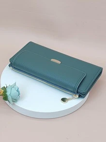 MINGYOU Ví nữ Litchi dập nổi Ví dài Ví nữ Ví dài - Màu xanh ngọc - Xem 4
