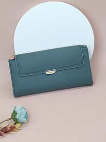 MINGYOU Ví nữ Litchi dập nổi Ví dài Ví nữ Ví dài - Màu xanh ngọc - Xem 5