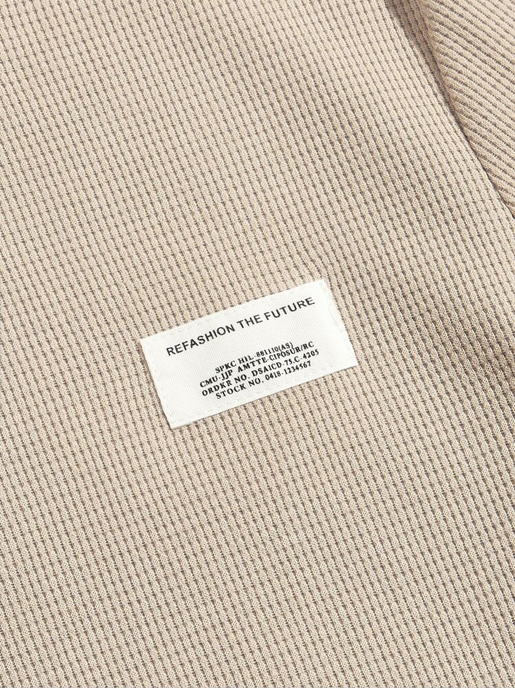 SHEIN Hombres Set homewear con diseño de parche de letra - Caqui - Añade 4