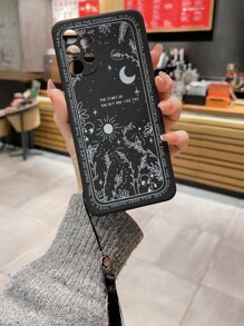 苹果日月图案防摔手机壳，带流苏吊坠，兼容 15/15Pro/15Plus/15Pro Max，国际版，非国内版 - 黑與白 - 查看 1