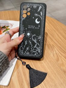 苹果日月图案防摔手机壳，带流苏吊坠，兼容 15/15Pro/15Plus/15Pro Max，国际版，非国内版 - 黑與白 - 查看 2