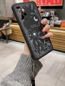 苹果日月图案防摔手机壳，带流苏吊坠，兼容 15/15Pro/15Plus/15Pro Max，国际版，非国内版 - 黑與白 - 查看 6