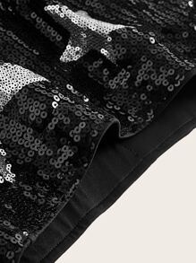 SHEIN ICON Music Festival Rave Star Pattern Sequin Bodycon Skirt,Ladies Party Contrast Sequin,Zipper Mini Drop Waist Black Geometric Women Skirts,Spring/Summer,Casual Daily Wear - Black - View 9