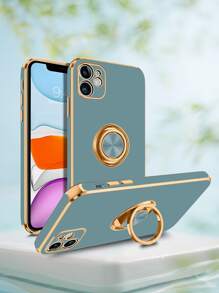 素色手機殼帶圓環支架 - 綠色 - 查看 1