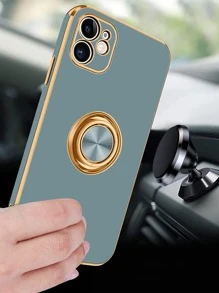 素色手機殼帶圓環支架 - 綠色 - 查看 2