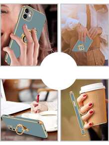 素色手機殼帶圓環支架 - 綠色 - 查看 8