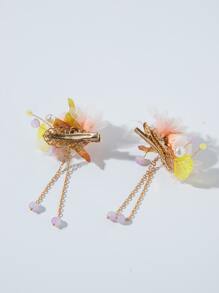 2pcs Flower Decor Hair Clip - Multicolor - View 2