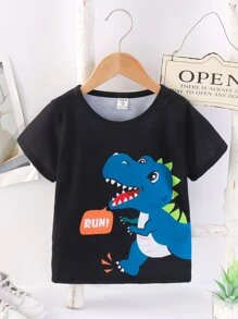 Toddler Boys Dinosaur Print Tee - Black - View 1