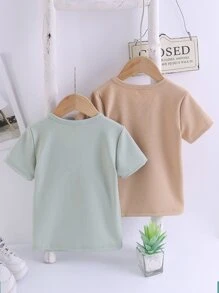 Toddler Boys 2pcs Solid Round Neck Tee - Multicolor - View 2
