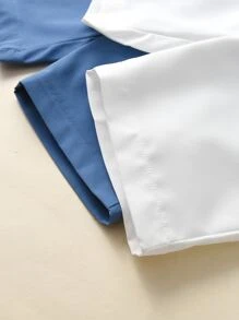 SHEIN 男小童2入組/套優雅素色短褲和派對紳士口袋長褲適合夏天