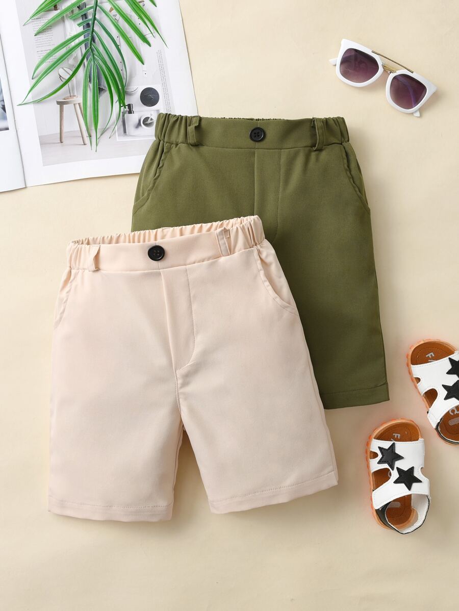 Souflis Souflis Young Boy 2pcs/Set Casual Sports Solid Color Shorts With Pockets Soft & Comfortable Summer - Multicolor - View 1