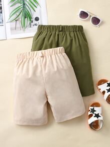 Souflis Souflis Young Boy 2pcs/Set Casual Sports Solid Color Shorts With Pockets Soft & Comfortable Summer - Multicolor - View 2
