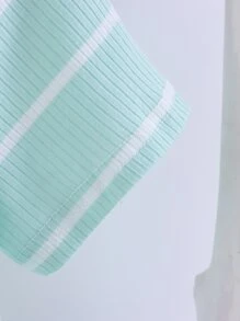 Toddler Boys Striped Print Contrast Binding Tee - Mint Green - View 3