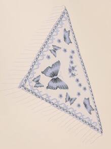 1 Pieza Bufanda Triangular De Encaje Con Forma De Mariposa Y Diadema Para Mujeres - Púrpura malva - Ver 2