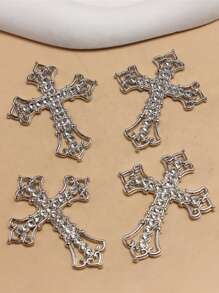 4pcs/set Alloy Cross DIY Pendant - Silver - View 4