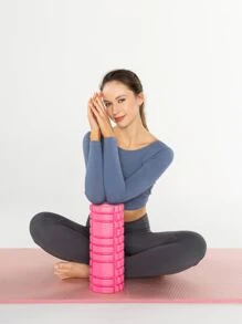1pc Yoga Foam Grid Roller - Pink - View 2