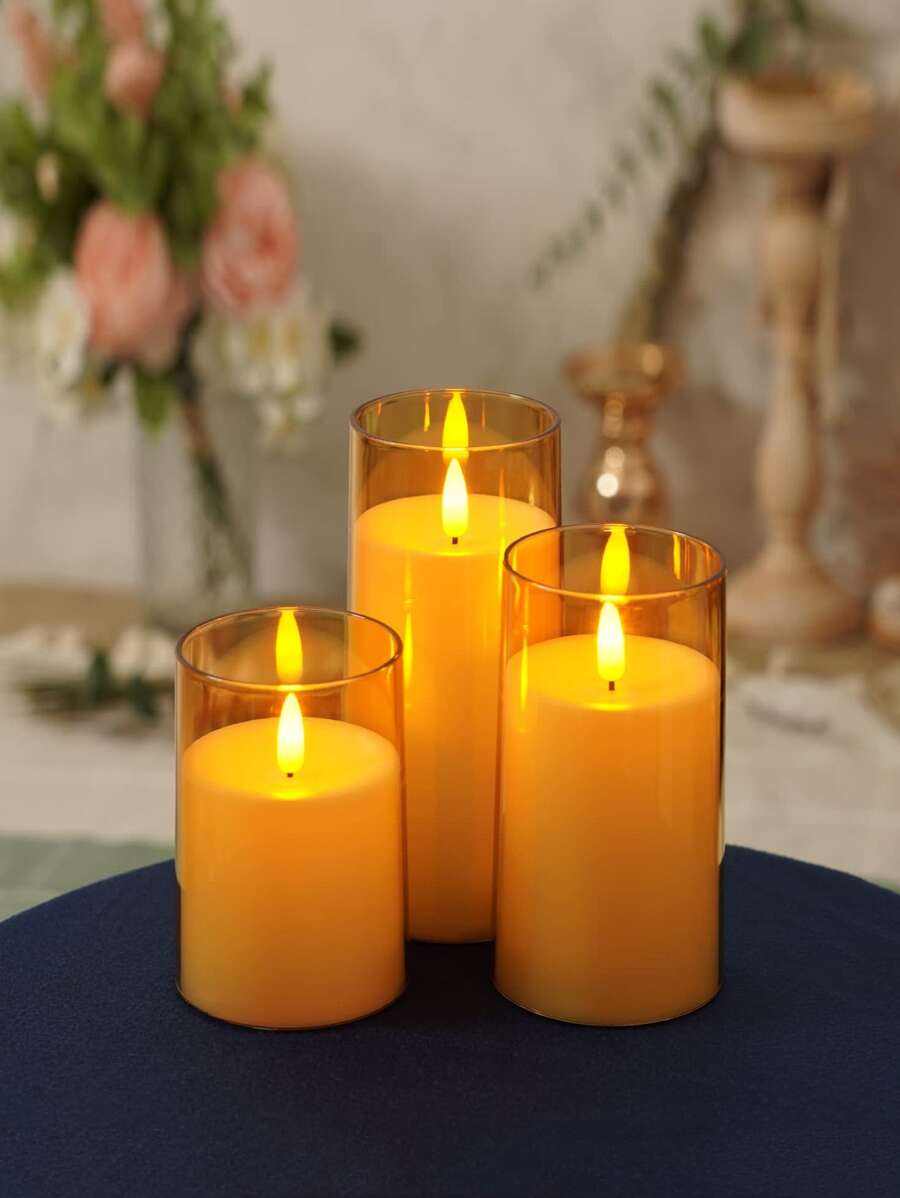 1pc ABS LED Flameless Candle, Minimalist Electronic Flameless Candle For Home - Yellow - View 1