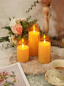 1pc ABS LED Flameless Candle, Minimalist Electronic Flameless Candle For Home - Yellow - View 2
