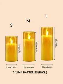 1pc ABS LED Flameless Candle, Minimalist Electronic Flameless Candle For Home - Yellow - View 3