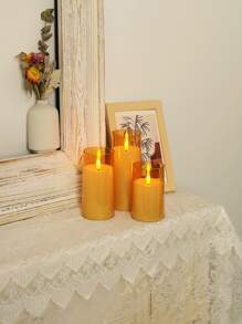 1pc ABS LED Flameless Candle, Minimalist Electronic Flameless Candle For Home - Yellow - View 5