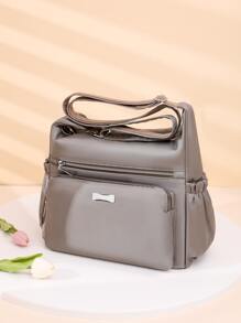 Túi Crossbody Nữ màu trơn Có thể điều chỉnh được Giải trí - Xám - Xem 1
