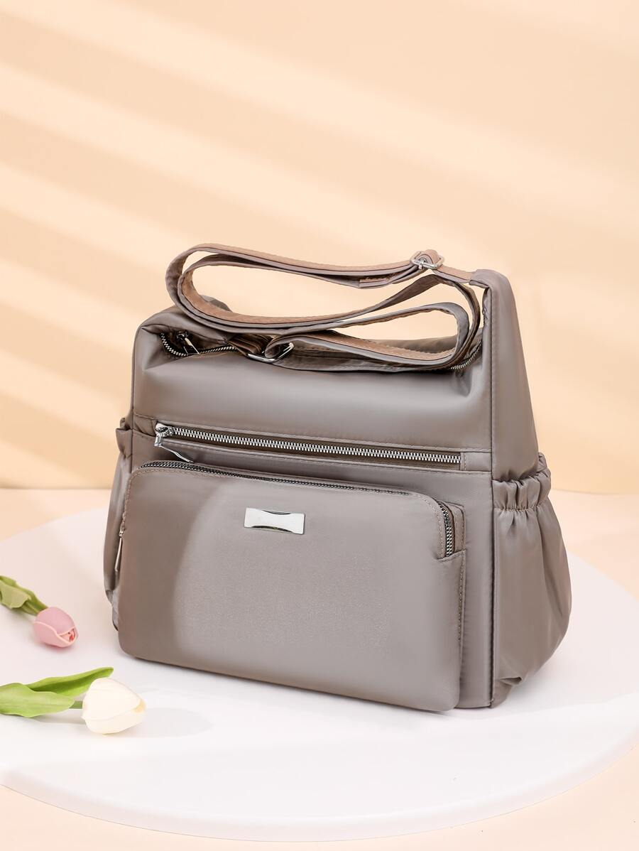 Túi Crossbody Nữ màu trơn Có thể điều chỉnh được Giải trí - Xám - Xem 1