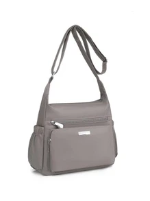 Túi Crossbody Nữ màu trơn Có thể điều chỉnh được Giải trí - Xám - Xem 2