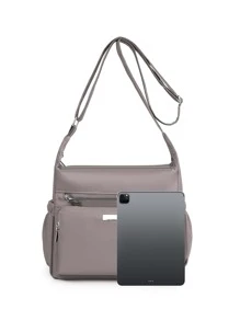 Túi Crossbody Nữ màu trơn Có thể điều chỉnh được Giải trí - Xám - Xem 3