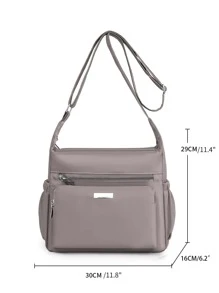 Túi Crossbody Nữ màu trơn Có thể điều chỉnh được Giải trí - Xám - Xem 4