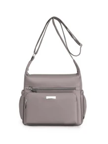 Túi Crossbody Nữ màu trơn Có thể điều chỉnh được Giải trí - Xám - Xem 5