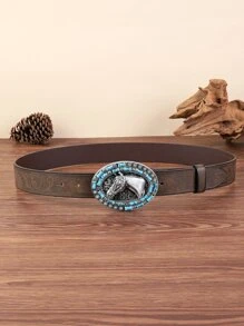 1 Phụ Nữ Ngựa Trang Trí Hình Bầu Dục Thắt Lưng Cổ Điển - Màu Khaki - Xem 3