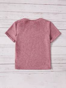 SHEIN 青少女心形和口號圖形t恤 - 藕粉色 - 查看 2