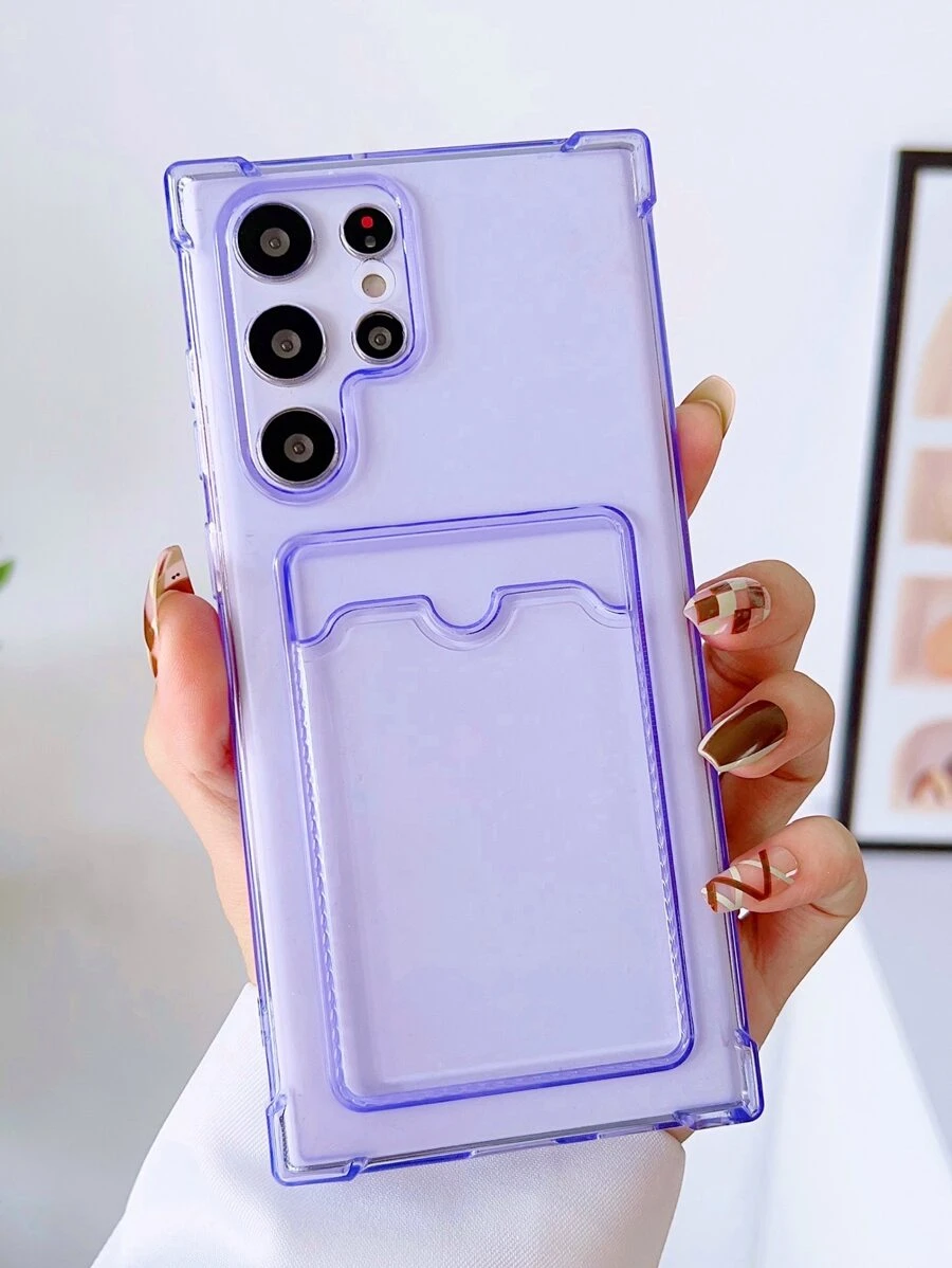 透明手機殼帶插卡槽 - 紫色 - 查看 1