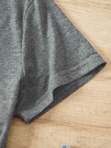 SHEIN LUNE Áo thun nữ Hoạt hình Slogan Giải trí - Màu xám đen - Xem 4