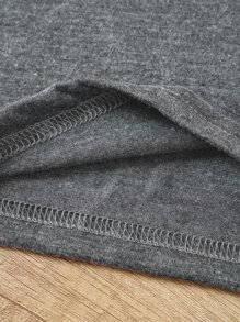 SHEIN LUNE Áo thun nữ Hoạt hình Slogan Giải trí - Màu xám đen - Xem 5