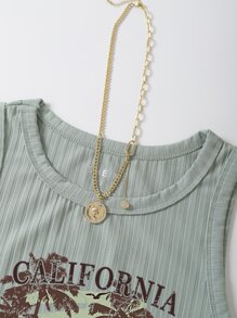 INAWLY Top tank con estampado de coche y letra - verde menta - Ver 3