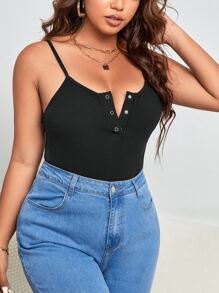 SHEIN Privé Top de tirantes con botón - Negro - Ver 5