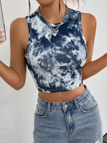 SHEIN EZwear 紮染短款背心