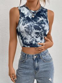 SHEIN EZwear 紮染短款背心