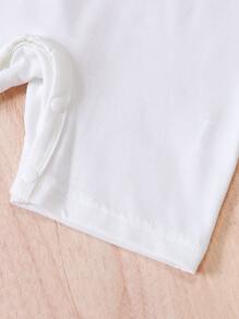 SHEIN Vintaside Kids 男嬰格紋印花Polo領連身短褲和帽