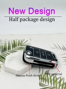 1set Keychain & Car Key Case Compatible With Volkswagen Sagitar, Key Fob Cover - Black - View 7